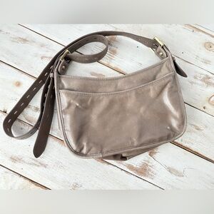 HOBO International genuine leather crossbody bag taupe neutral purse minimalist